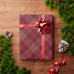 Landsitz-Rot Bordeaux Gold Karo-Diagonalmuster Geschenkpapier