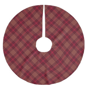 Landsitz roter Bordeaux Gold Karo diagonales Muste Polyester Weihnachtsbaumdecke