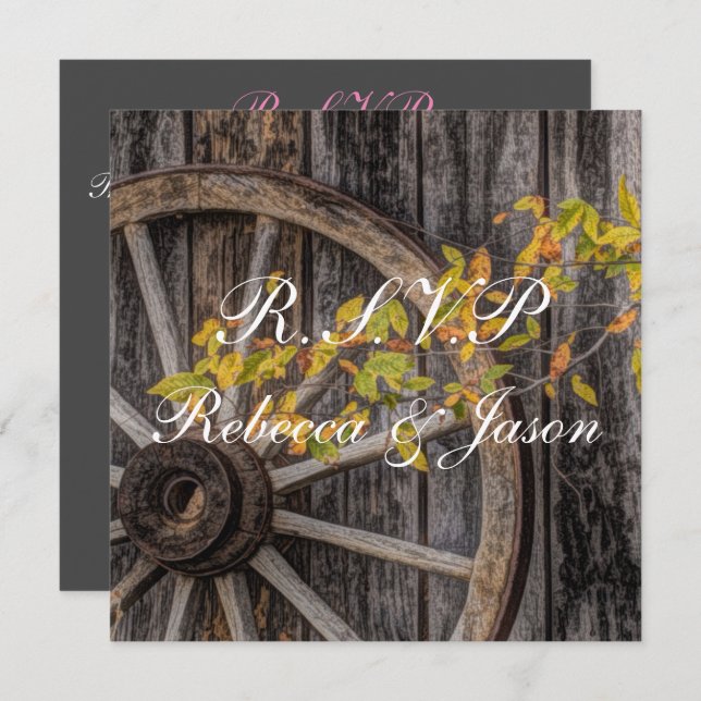 Landsitz - Rustikales Wagenrad für Western Einladung (Vorne/Hinten)