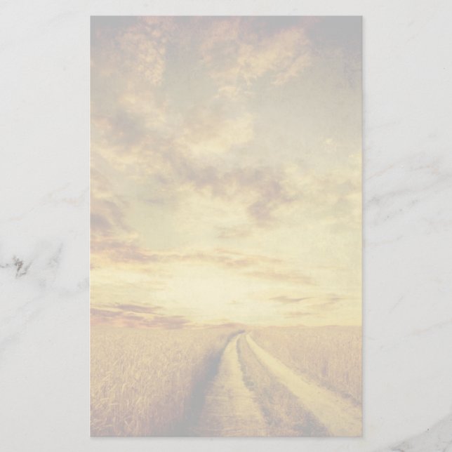 Landstraße durch das Feld Briefpapier (Vorderseite)