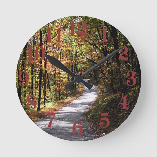 Landstraße Herbst Runde Wanduhr (Vorderseite)