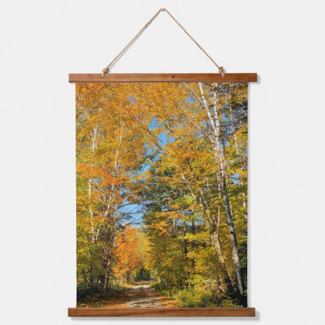 Landstrasse Herbstfarben New Hampshire Wandteppich Mit Holzrahmen (Vorderseite)