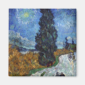 Landstraße in der Provence bei Nacht mit van Gogh Magnet