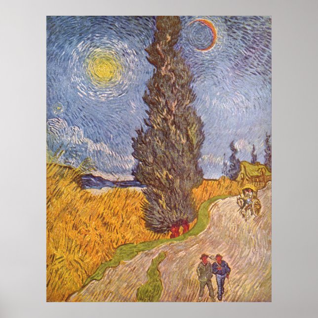 Landstraße mit Zypresse Vincent van Gogh Poster (Vorne)