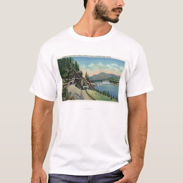 Landstraße und Eisenbahntunnel nähern sich T-Shirt (Vorderseite)