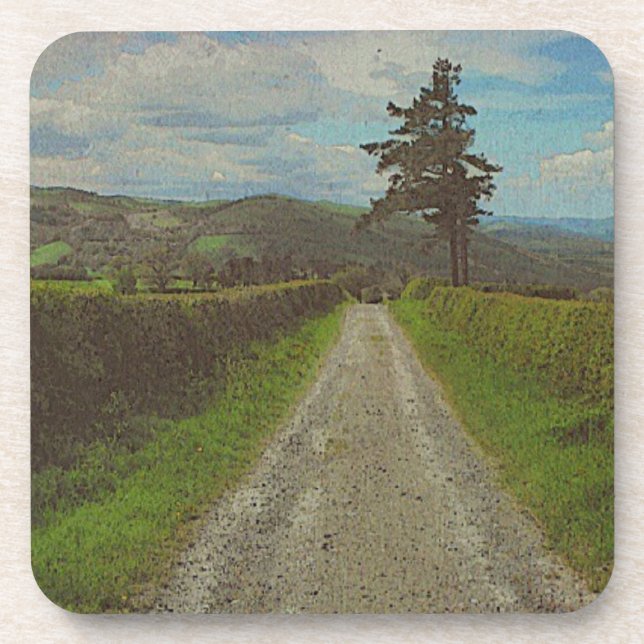 Landstraße zum Wandern Getränkeuntersetzer (Vorderseite)