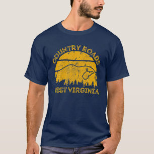 Landstraßen Bear West Virginia Karte Natur Außenbe T-Shirt