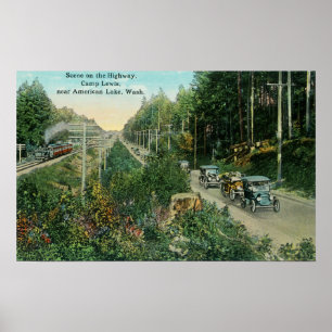 Landstraßen-Szene nahe amerikanischem See Poster