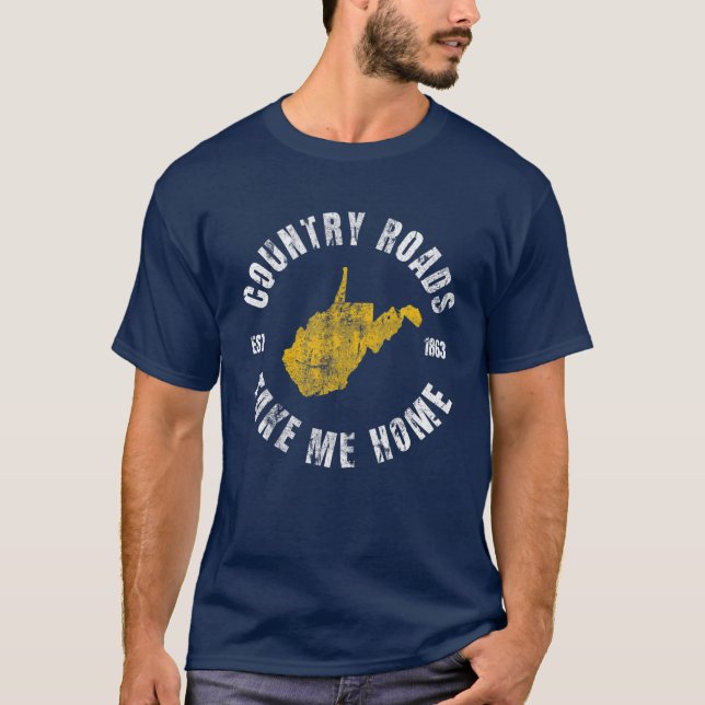Landstraßen West Virginia Karte Nehmen Sie Me Zuha T-Shirt (Vorderseite)