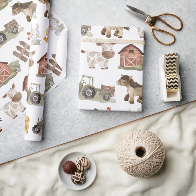 Landtiere 1. Geburtstag Party Geschenkpapier (Kunsthandwerk)