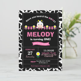 Landtiere 1. Geburtstag Party Girl Barnyard Pink Einladung