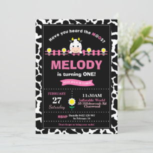 Landtiere 1. Geburtstag Party Girl Barnyard Pink Einladung