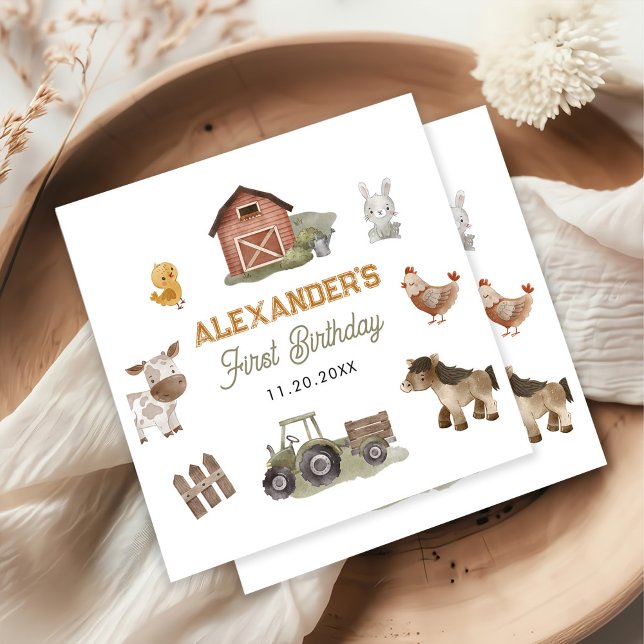 Landtiere 1. Geburtstag Party Serviette (Von Creator hochgeladen)