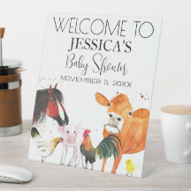 Landtiere Aquarell Babydusche Begrüßungszeichen