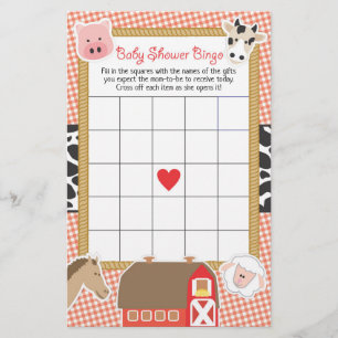 Landtiere Baby Dusche Bingo Spiel