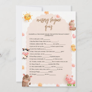 Landtiere Baby Shower Baby Kinderzimmer Rhyme Quiz Einladung