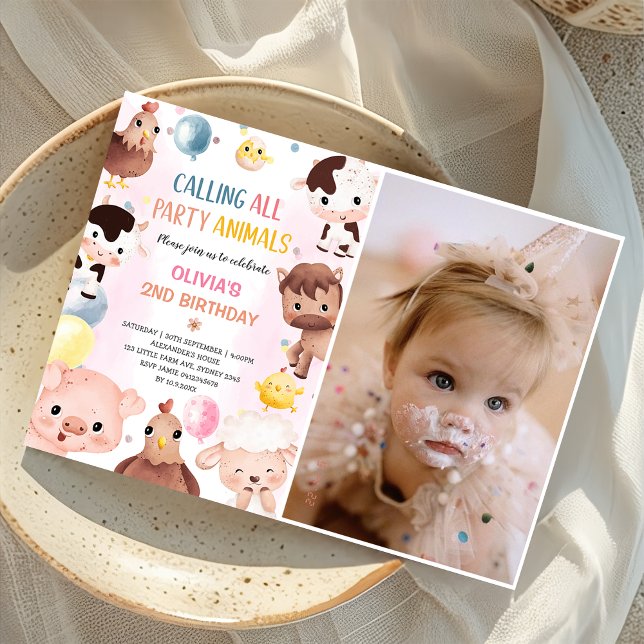 Landtiere Balloons Barnyard Birthday Foto Einladung (Von Creator hochgeladen)