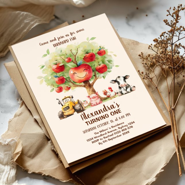 Landtiere Barnyard 1. Geburtstag Einladung (Von Creator hochgeladen)