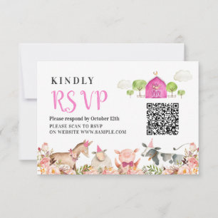 Landtiere Barnyard 1. Geburtstag Rsvp Card Dankeskarte