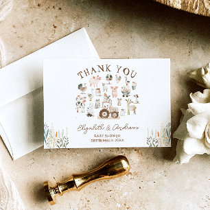 Landtiere Barnyard Baby Dusche Vielen Dank Karte