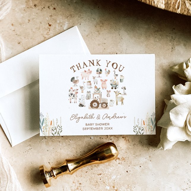 Landtiere Barnyard Baby Dusche Vielen Dank Karte (Von Creator hochgeladen)