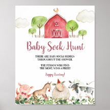 Landtiere Barnyard Baby Sock Hunt Poster