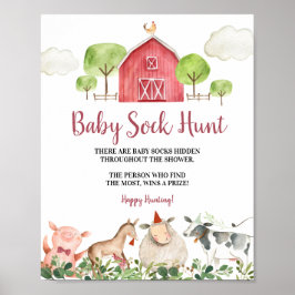 Landtiere Barnyard Baby Sock Hunt Poster