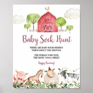 Landtiere Barnyard Baby Sock Hunt Poster
