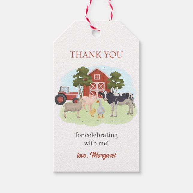 Landtiere Barnyard Babydusche Geschenkanhänger (Vorderseite)