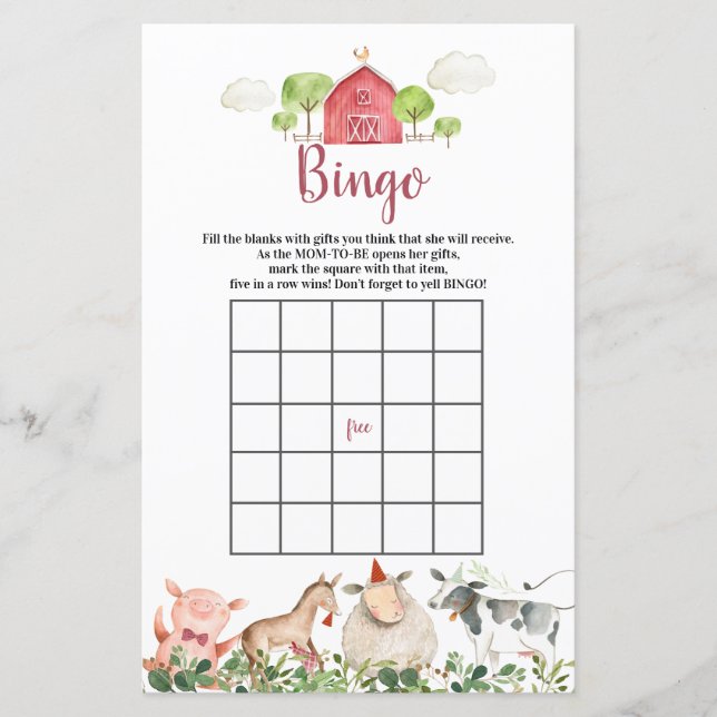 Landtiere Barnyard Bingo Games (Vorderseite)