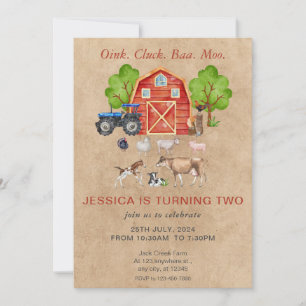 Landtiere Barnyard Birthday Einladung