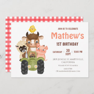 Landtiere Barnyard Birthday Einladung