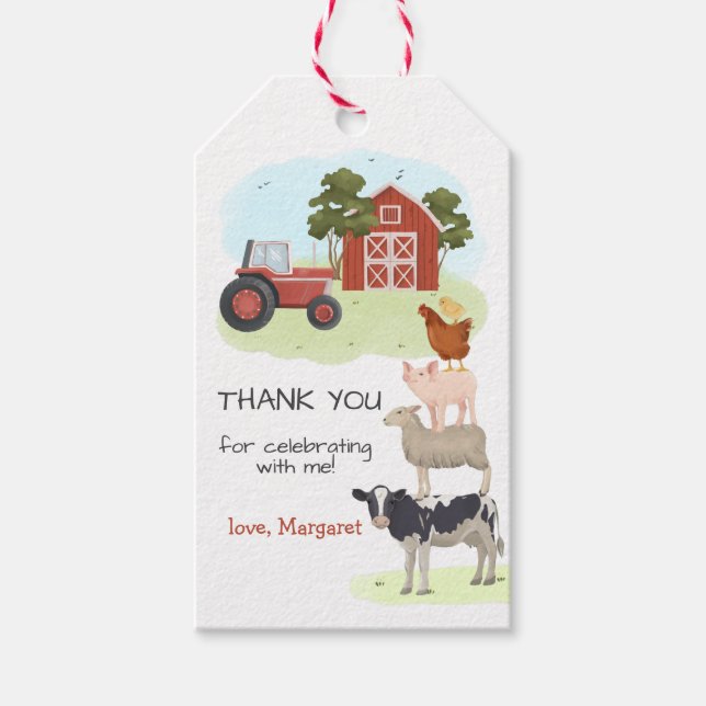 Landtiere Barnyard Birthday Geschenkanhänger (Vorderseite)