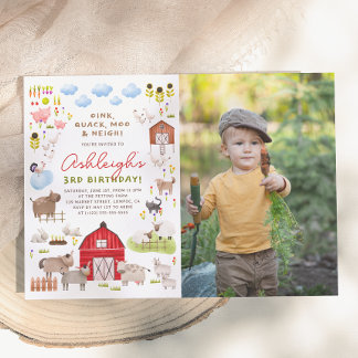 Landtiere Barnyard Birthday Party Foto Einladung