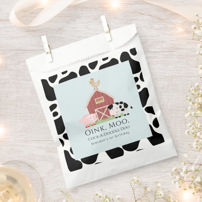 Landtiere Barnyard Blue Boy Geburtstag Geschenktütchen (Ausgeschnitten)