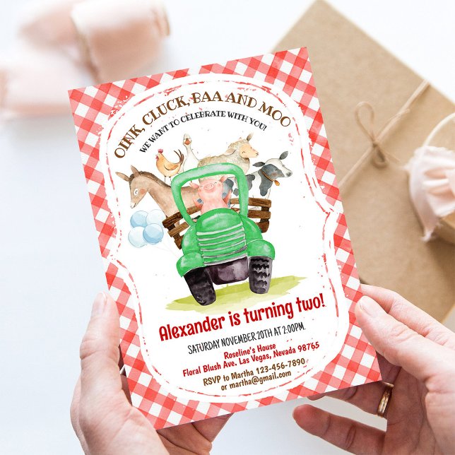 Landtiere Barnyard Boy Barn Party Farm Geburtstag Einladung (Von Creator hochgeladen)