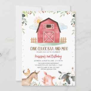 Landtiere Barnyard Boy Birthday Einladung
