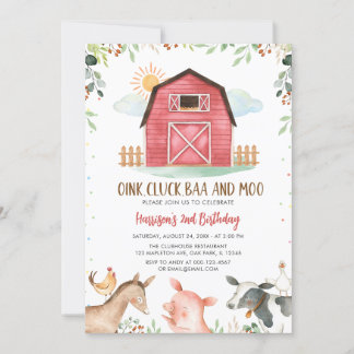 Landtiere Barnyard Boy Birthday Einladung