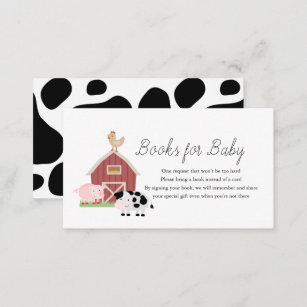 Landtiere Barnyard Bücher für Babydusche Begleitkarte