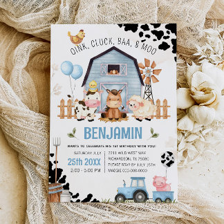 Landtiere Barnyard FARM GEBURTSTAG Einladung