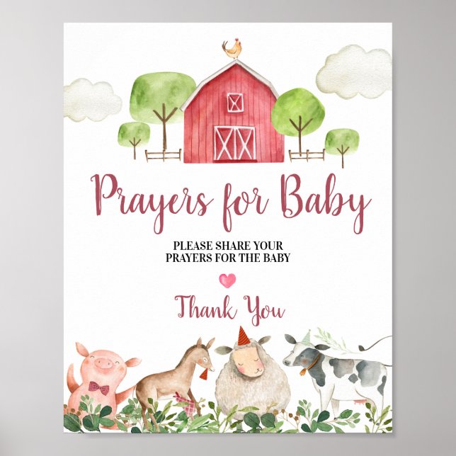 Landtiere Barnyard Gebete für Baby Poster (Vorne)