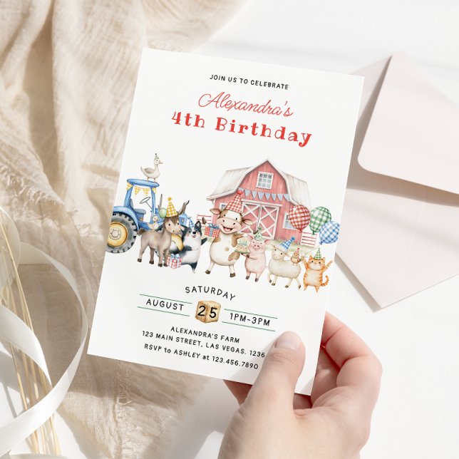 Landtiere Barnyard Geburtstagspartei Einladung (Von Creator hochgeladen)
