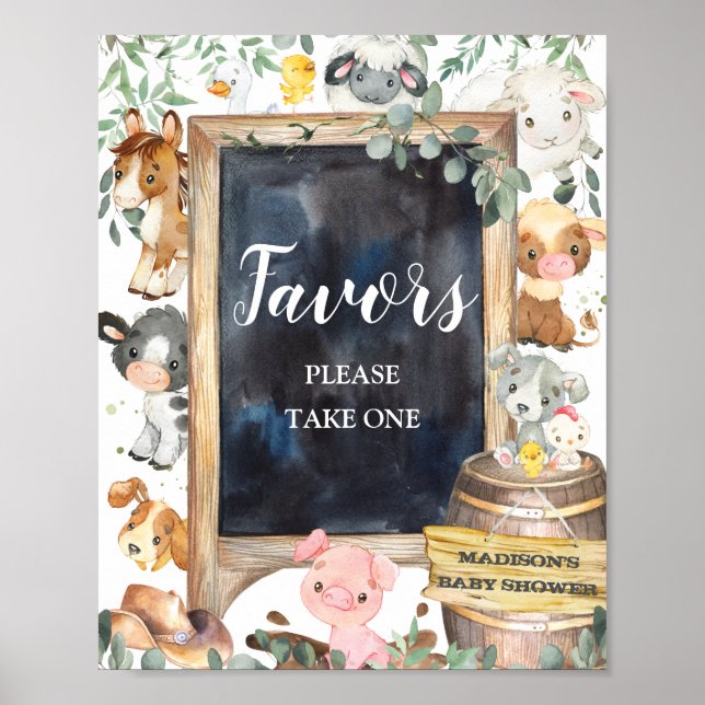 Landtiere Barnyard Grüne Favoriten Zeichen Poster (Vorne)