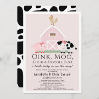 Landtiere Barnyard Pink Baby Dusche von Mail