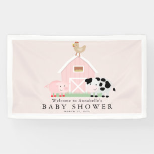 Landtiere Barnyard Pink Baby Dusche Willkommen Banner