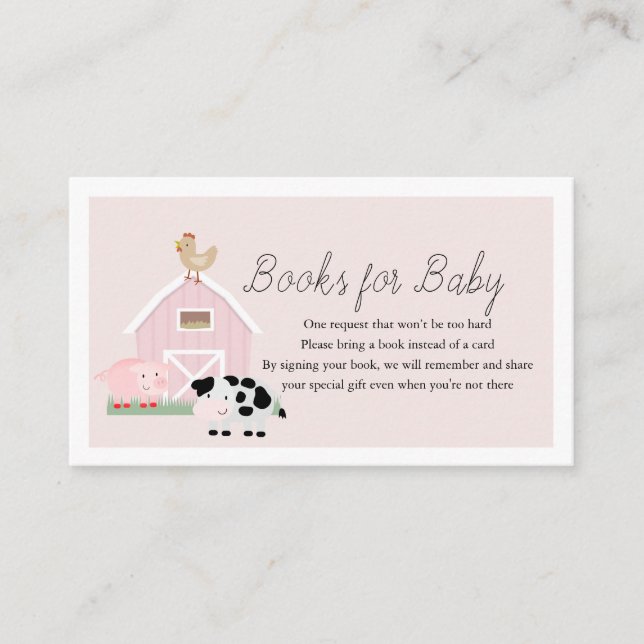 Landtiere Barnyard Pink Books for Baby Shooting Begleitkarte (Vorderseite)