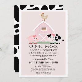 Landtiere Barnyard Pink Drive-by Baby Shower Einladung