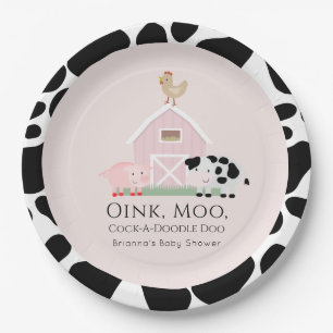 Landtiere Barnyard Pink Girl Baby Dusche Pappteller