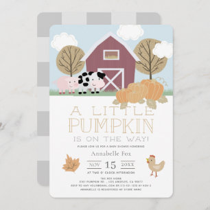 Landtiere Barnyard Pumpkin Baby Dusche Einladung