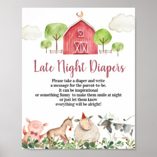 Landtiere Barnyard Spate Night Diapers Poster